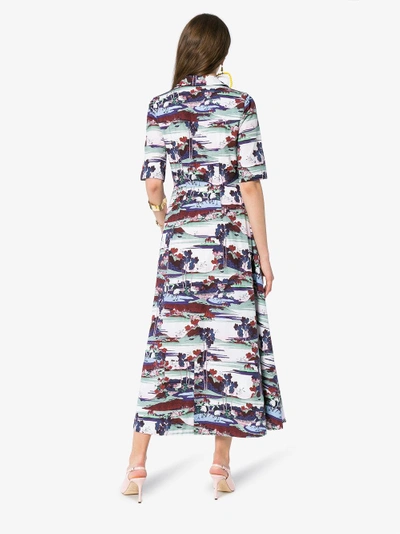 Shop Erdem Kasia Mizuno Land Poplin Dress In Multicolour