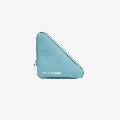 Shop Balenciaga 'triangle' Clutch In Blue