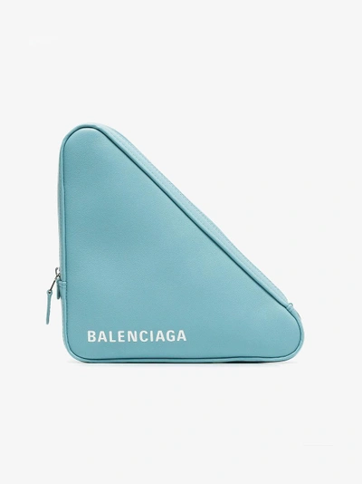 Shop Balenciaga 'triangle' Clutch In Blue