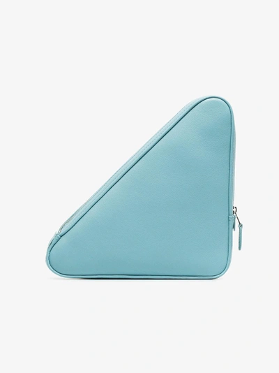 Shop Balenciaga 'triangle' Clutch In Blue