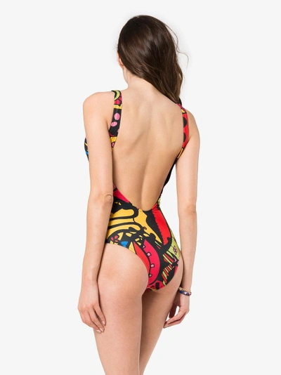 Shop Ellie Rassia Baywatch Print Swimsuit In Multicolour