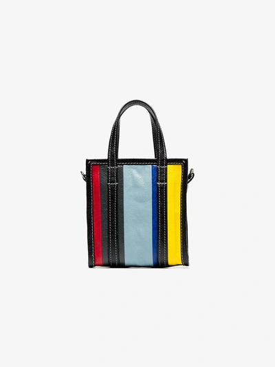 Shop Balenciaga Multi-coloured Bazar Xxs Stripe Leather Tote In Multicolour
