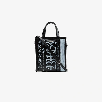 Shop Balenciaga 'bazar Graffiti' Handtasche In Black