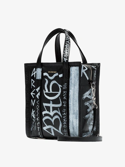 Shop Balenciaga 'bazar Graffiti' Handtasche In Black