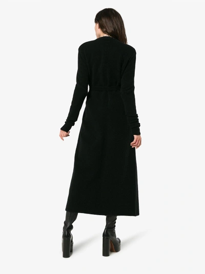 Shop Rick Owens Full Length Wool Yak Blend Knitted Cardigan In Black