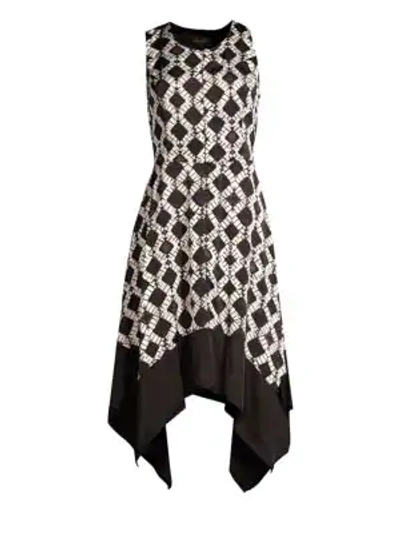 Shop Donna Karan Geometric Trapeze Dress In Black