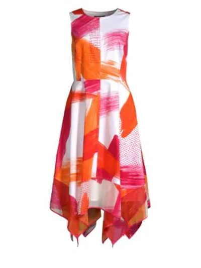 Shop Donna Karan Crewneck Trapeze  Dress In Shocking Pink