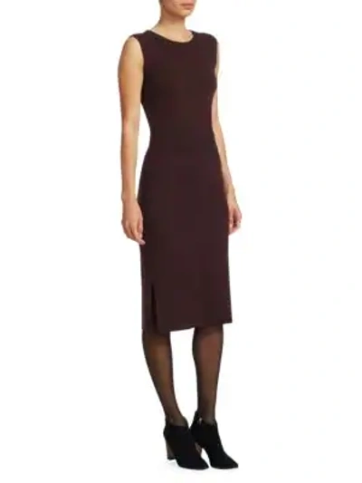 Shop Akris Punto Cashmere-blend Trompe L'oeil Dress In Black Cherry