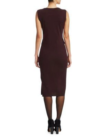Shop Akris Punto Cashmere-blend Trompe L'oeil Dress In Black Cherry