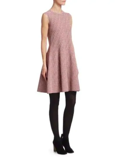 Shop Akris Punto Fit-&-flare Houndstooth Dress In Brush Rose