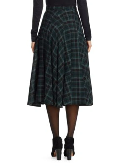 Shop Akris Punto Wool Check Midi Skirt In Ivy