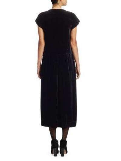 Shop Akris Punto V-neck Velvet Midi Dress In Black