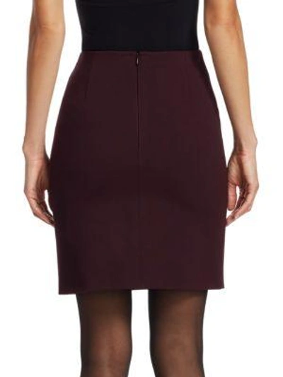 Shop Akris Punto Leather Front Mini Skirt In Black Cherry