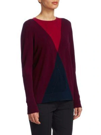 Shop Akris Punto Wool & Cashmere Argyle Sweater In Black-burgundy