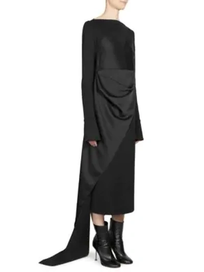 Shop Maison Margiela Satin Bustier Asymmetric Midi Dress In Black