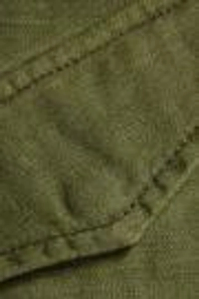 Shop R13 Woman Cropped Cotton-canvas Straight-leg Pants Army Green