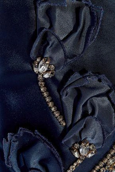 Shop Markus Lupfer Crystal-embellished Gabardine Bomber Jacket In Navy