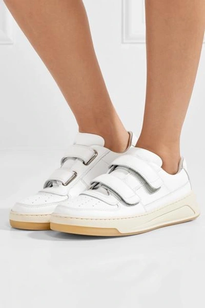 Shop Acne Studios Steffey Leather Sneakers In White