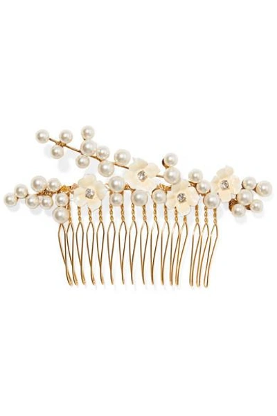 Shop Jennifer Behr Amelie Gold-plated, Crystal, Swarovski Pearl And Enamel Hair Slide