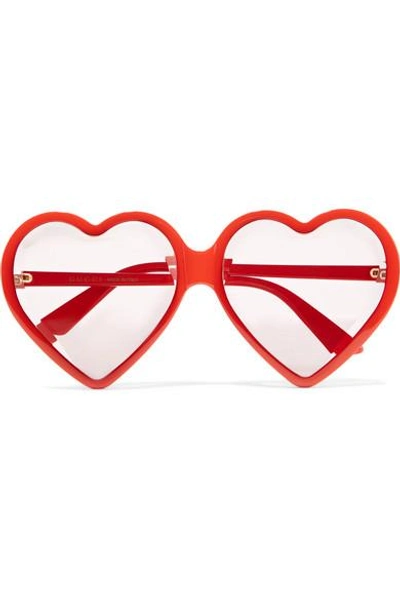 Shop Gucci Heart-shaped Acetate Sunglasses In Red