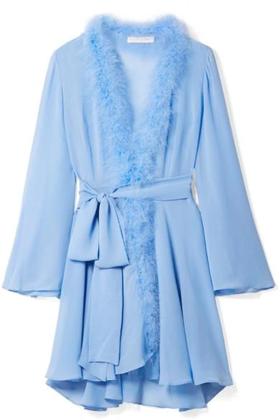 Shop Rosamosario Peter Pan Feather-trimmed Crystal-embellished Silk-georgette Robe