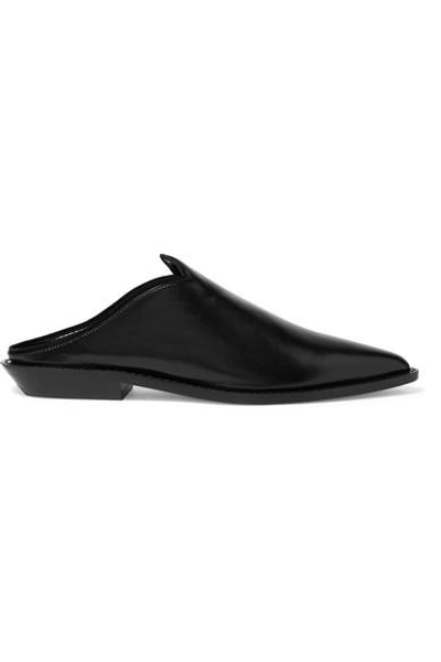 Shop Altuzarra Atlas Suede-trimmed Leather Slippers In Black