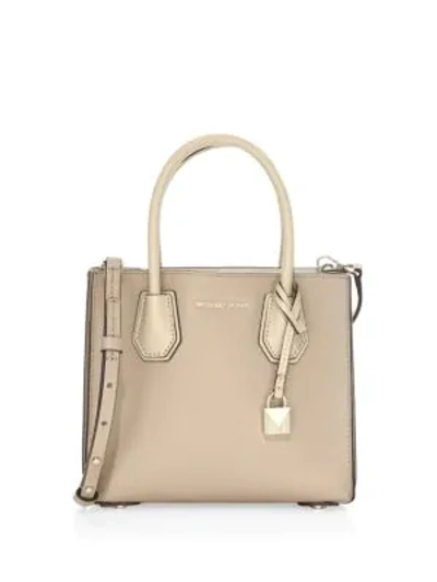 Shop Michael Michael Kors Mercer Pebbled Leather Accordion Crossbody Bag In Truffle