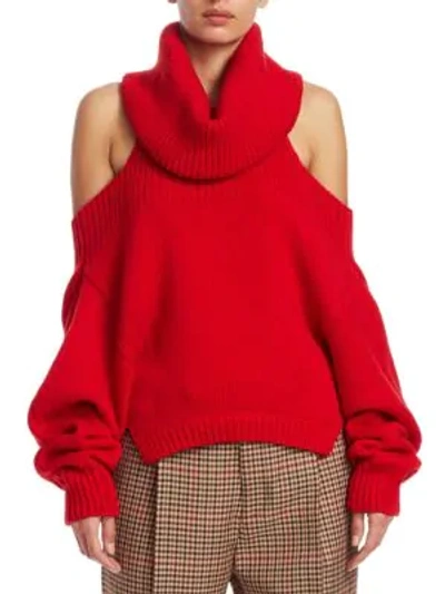 Shop Monse Upside Down Cashmere Turtleneck Sweater In Red