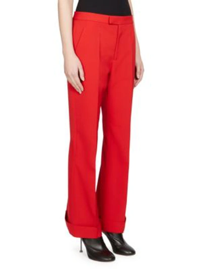 Shop Maison Margiela Wool-blend Kick Flare Pants In Red