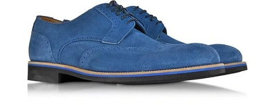 Shop A.testoni Shoes Oltremare Suede Derby Shoe In Blue