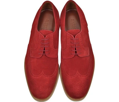 Shop A.testoni Shoes Garofano Suede Derby Shoe In Dark Red