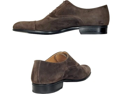 Shop Moreschi Shoes Dublin Dark Brown Suede Cap-toe Oxford Shoes