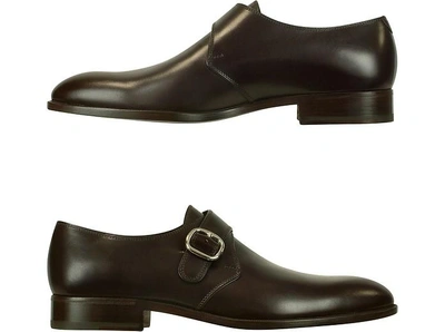 Shop Fratelli Rossetti Shoes Dark Brown Calf Leather Monk Strap Shoes