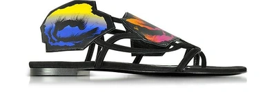 Shop Pierre Hardy Shoes Multicolor Leather And Suede Poppy Flat Sandals In Black