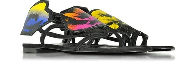 Shop Pierre Hardy Shoes Multicolor Leather And Suede Poppy Flat Sandals In Black