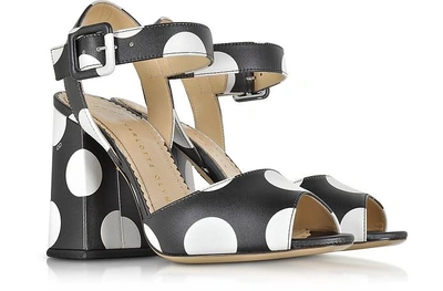 Shop Charlotte Olympia Shoes Emma Black Polka Dot Print Leather Sandal