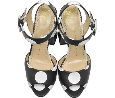 Shop Charlotte Olympia Shoes Emma Black Polka Dot Print Leather Sandal
