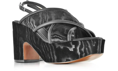 Shop Robert Clergerie Shoes Emelinet Black Velvet Wedge Sandals