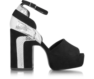 Shop Pierre Hardy Shoes Roxy Black Suede And Silver Ayers Platform Sandal