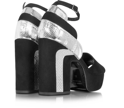 Shop Pierre Hardy Shoes Roxy Black Suede And Silver Ayers Platform Sandal