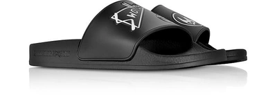 Shop Mcq By Alexander Mcqueen Shoes Black Swallow Slide Sandals