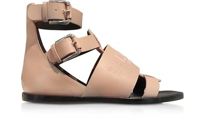 Shop Balmain Shoes Powder Pink Leather Clothilde Flat Sandals In Nude