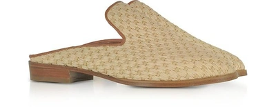 Shop Robert Clergerie Shoes Aliceop Natural Woven Raffia And Terracotta Brown Leather Flat Mules In Beige