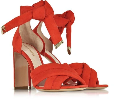 Shop Nicholas Kirkwood Shoes Ziggy Coral Red Suede Sandal