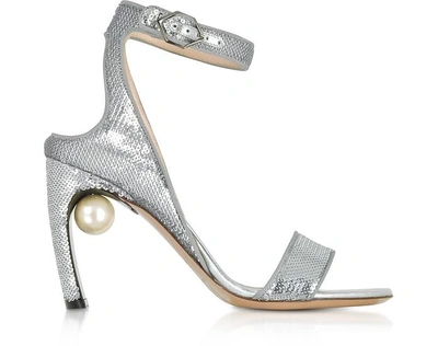 Shop Nicholas Kirkwood Shoes Silver Sequins 90mm Lola Pearl Sandals