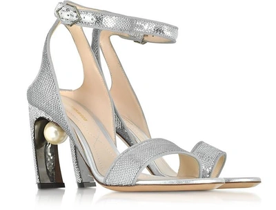 Shop Nicholas Kirkwood Shoes Silver Sequins 90mm Lola Pearl Sandals