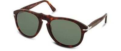Shop Persol Designer Sunglasses Arrow Signature Aviator Plastic Sunglasses In Tortue Foncé/ Vert