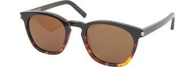 Shop Saint Laurent Designer Sunglasses Sl 28 Two-tone Acetate Frame Sunglasses In Noir/ Marron
