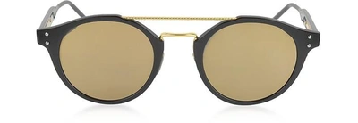 Shop Bottega Veneta Designer Sunglasses Bv0078s Round Acetate And Metal Frame Unisex Sunglasses In Noir