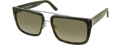 Shop Marc Jacobs Designer Sunglasses Marc 57/s Acetate Rectangular Aviator Men's Sunglasses In Havana/ Marron
